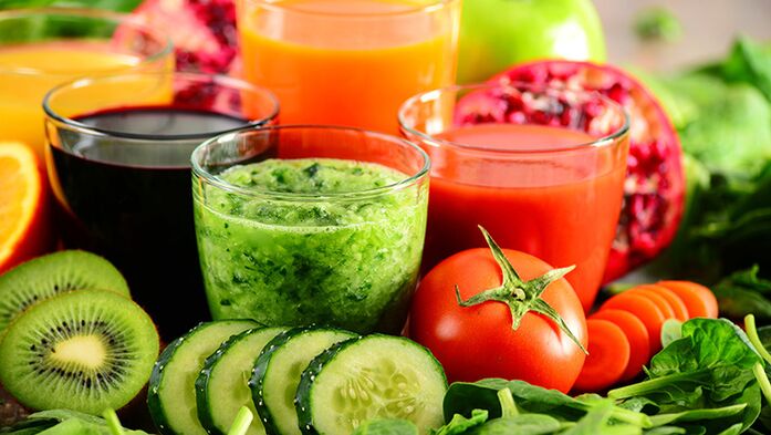 Boissons aux fruits et légumes sur le régime alimentaire